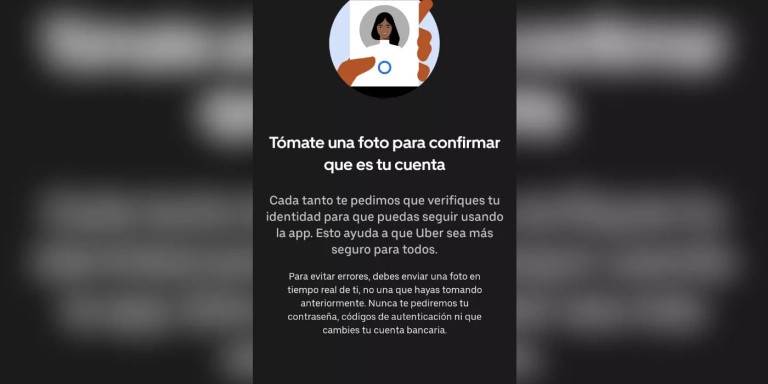 Aviso de reconocimiento facial de Uber Eats / UBER EATS