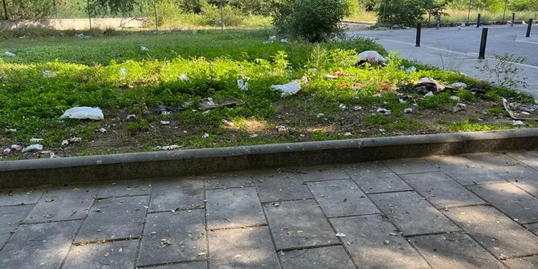 Un parterre lleno de basura en La Mina / CEDIDAS