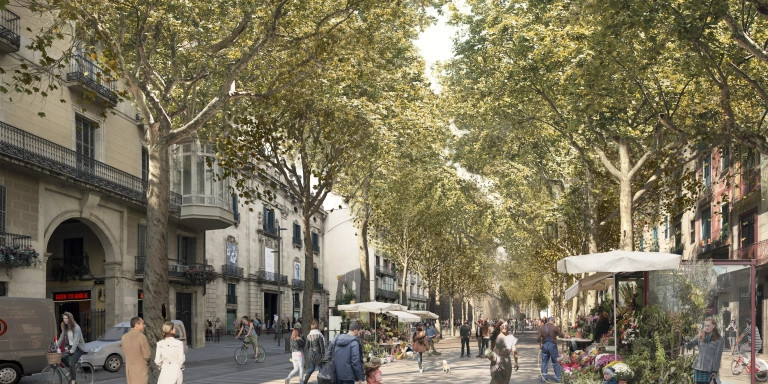 Render de cómo quedará la Rambla de Barcelona tras su reforma