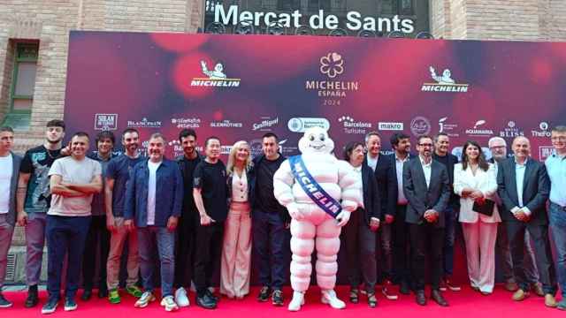 Chefs, representantes de Michelin y del Ayuntamiento de Barcelona y Turisme Barcelona, esta mañana en la presentación de la gala de Michelin / EUROPA PRESS
