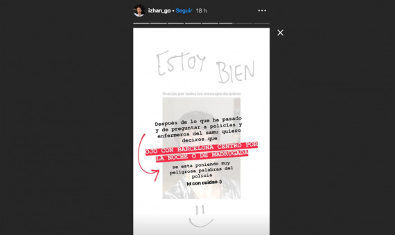 Captura de pantalla de un 'insta stories' publicado por Izhan Go 