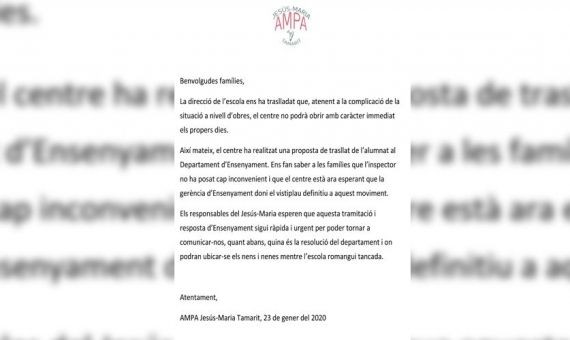 Segunda circular del AMPA de la guardería Jesús-María Tamarit / METRÓPOLI ABIERTA