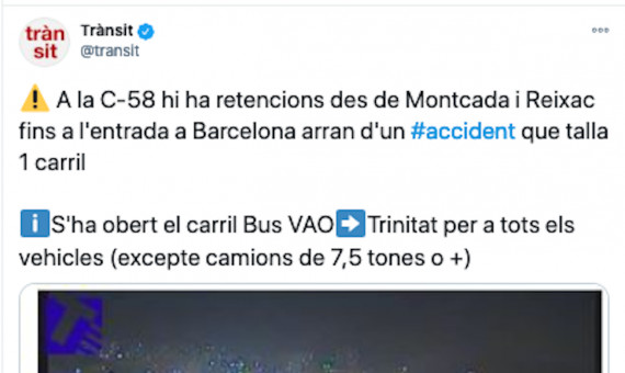 Trànsit alerta de las retenciones en la entrada de Barcelona / TRÀNSIT