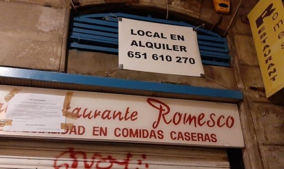 El restaurante Romesco, cerrado y ya en alquiler debido a la crisis derivada de la pandemia/ CEDIDA