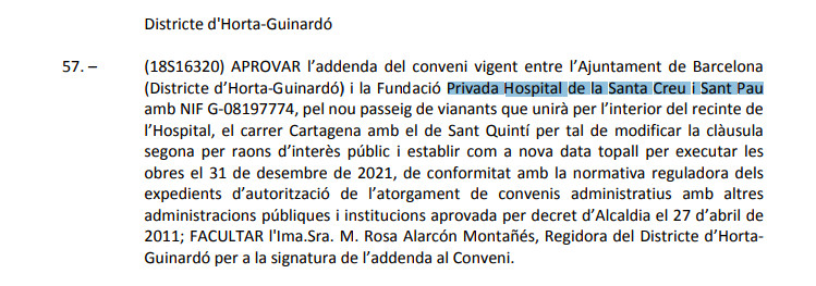 Acuerdo de la comisión de gobierno sobre el camino de Sant Pau / AYUNTAMIENTO DE BARCELONA