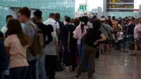 Colas en el aeropuerto de Barcelona