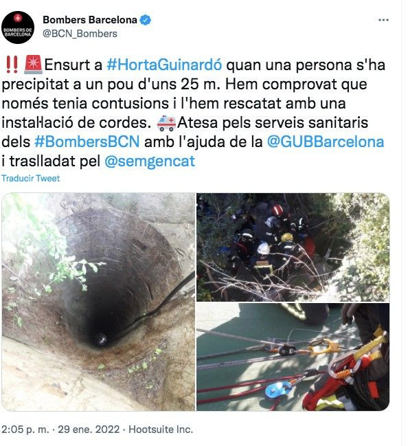 Tuit de los bomberos sobre el accidente del pozo / TWITTER BOMBERS