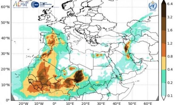 Polvo previsto para el viernes al mediodía/ AEMET- BSC 