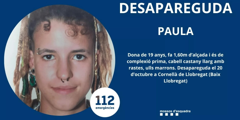 Aspecto de Paula, la joven desaparecida en Cornellà de Llobregat / MOSSOS