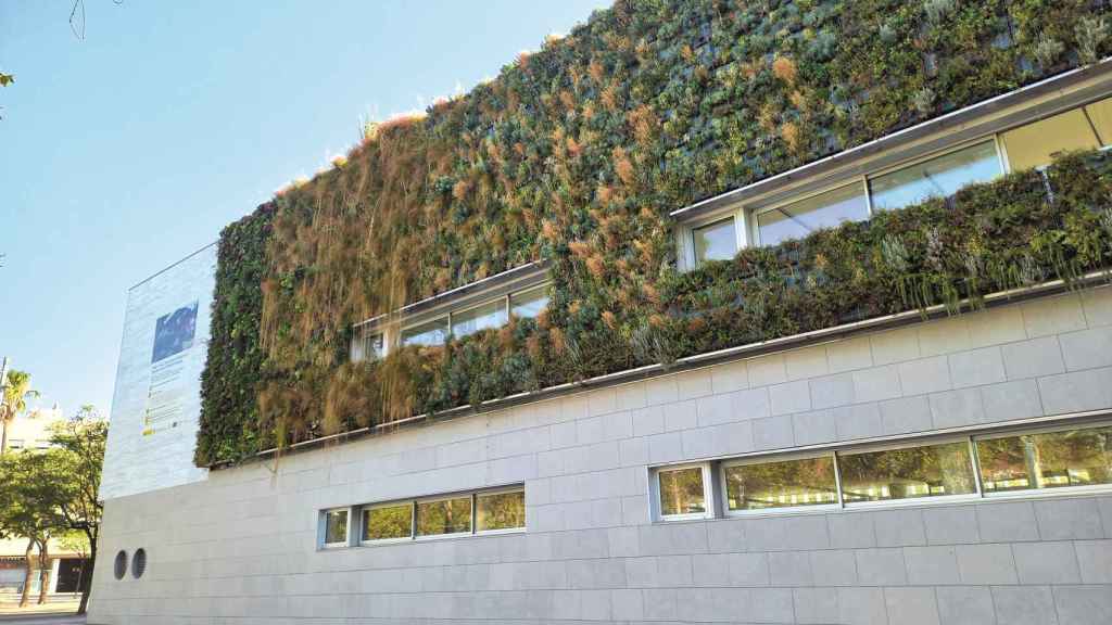 Jardín vertical del exterior de la Biblioteca de Viladecans