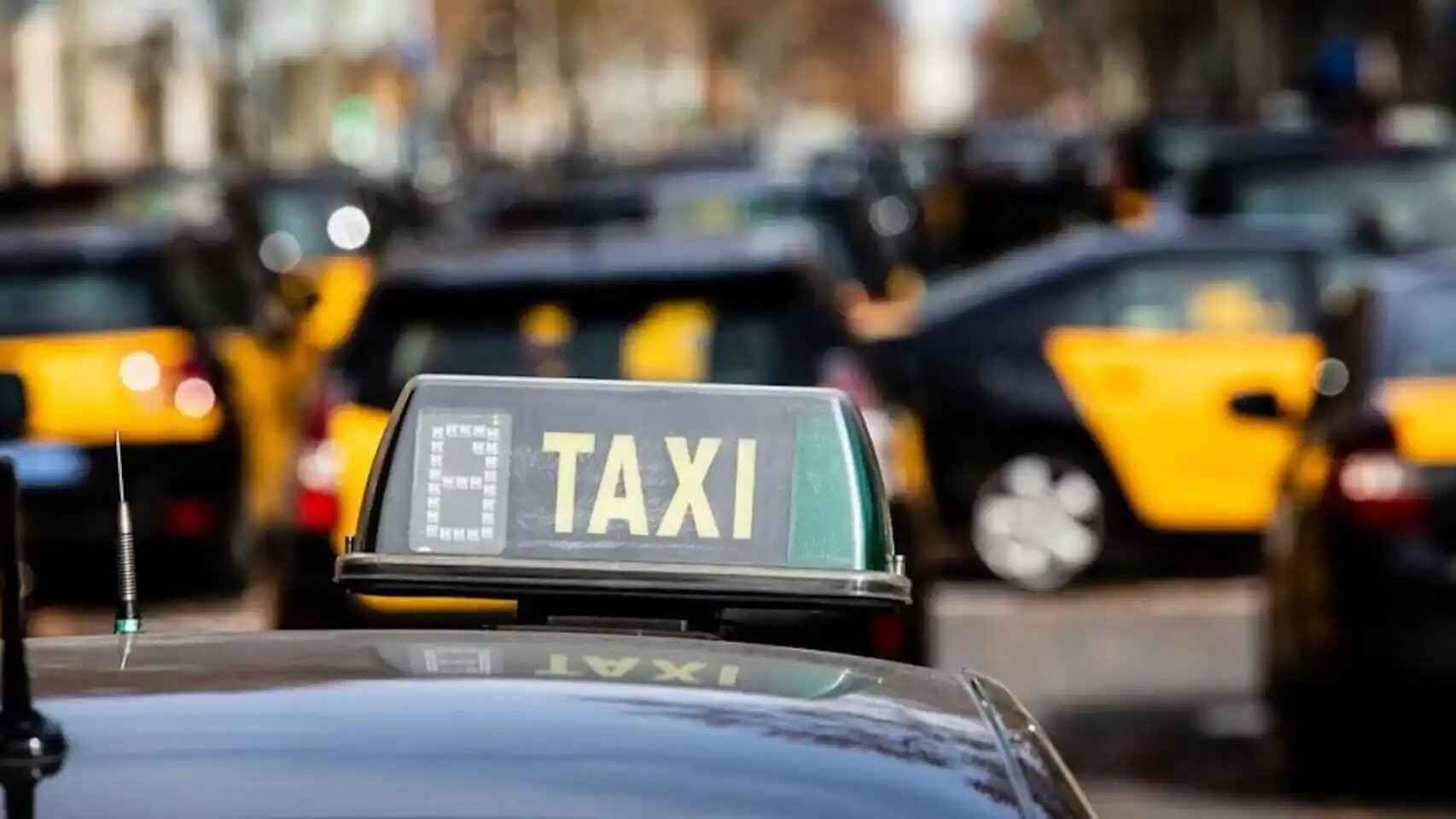 Varios taxis parados en Barcelona