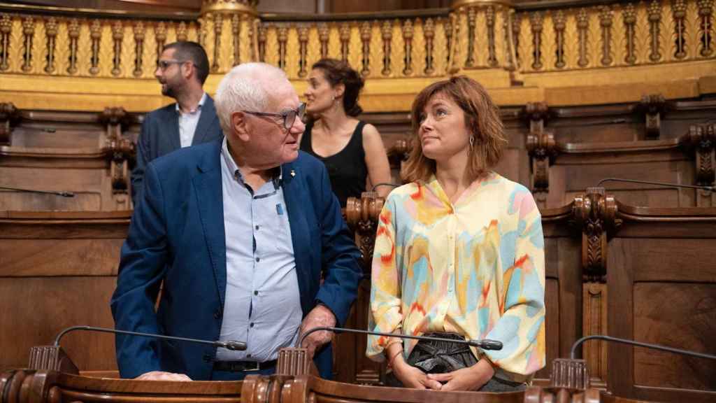 El líder de ERC en Barcelona, Ernest Maragall, junto a la número 2 del grupo municipal, Elisenda Alamany