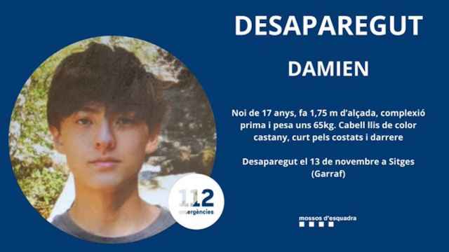 Imagen de Damien, el joven desaparecido en el Garraf