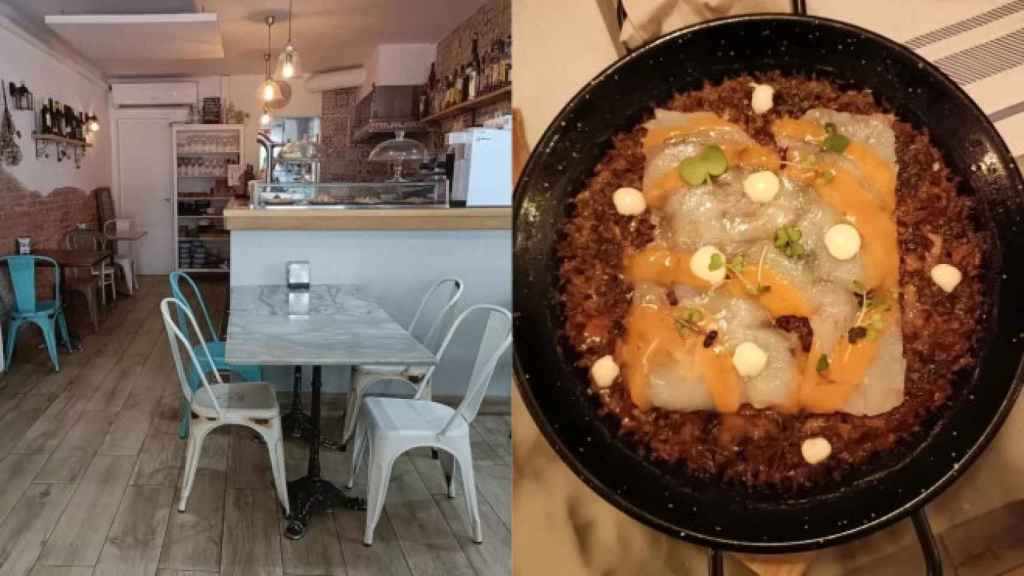 Interior del restaurante La Forquilla y su arroz con gamba de Blanes