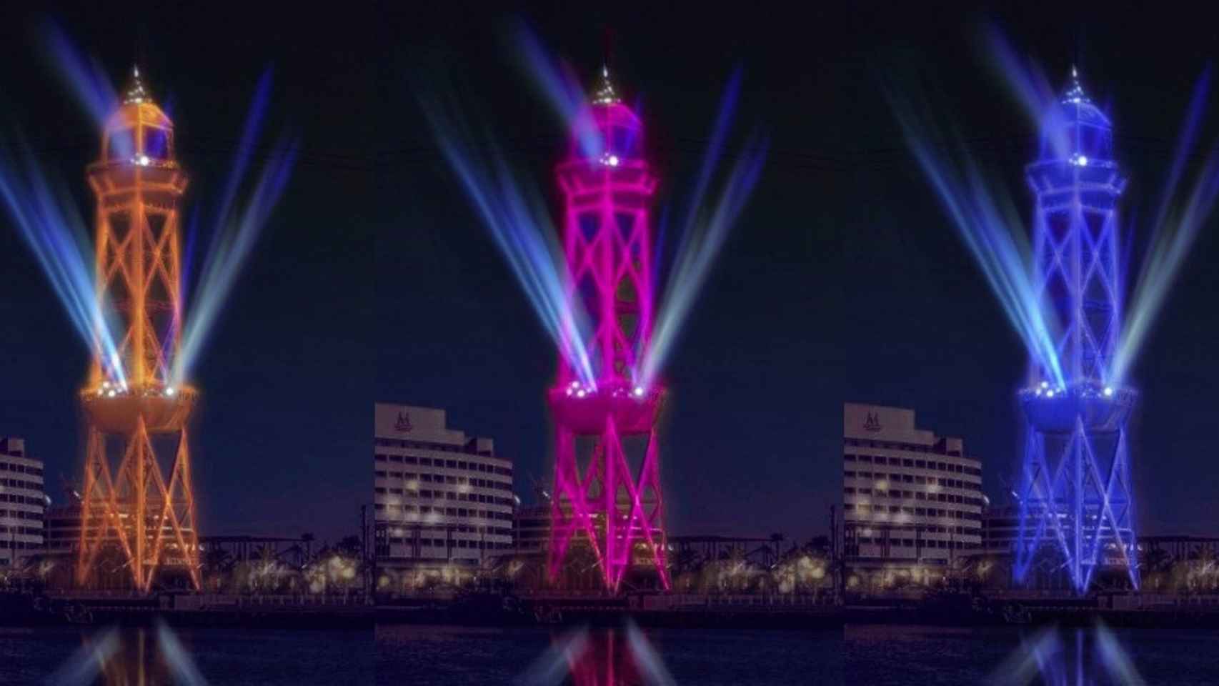 Simulación del espectáculo de luz y música en la torre de Jaume I