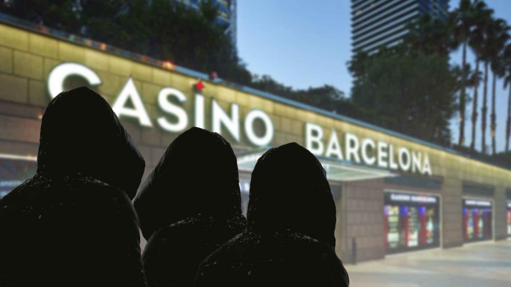 Fotomontaje del casino de Barcelona y siluetas encima