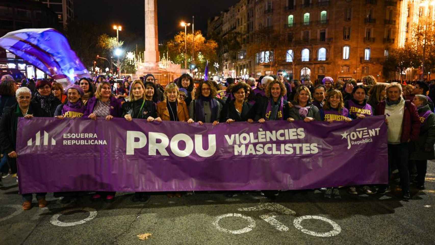 Manifestantes este 25N en Barcelona