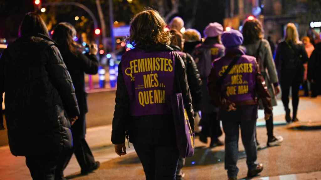 Manifestantes este 25N en Barcelona