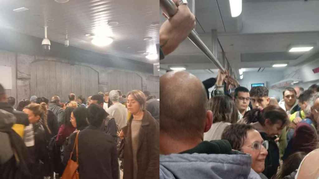 Pasajeros en la andana y en los trenes de Rodalies