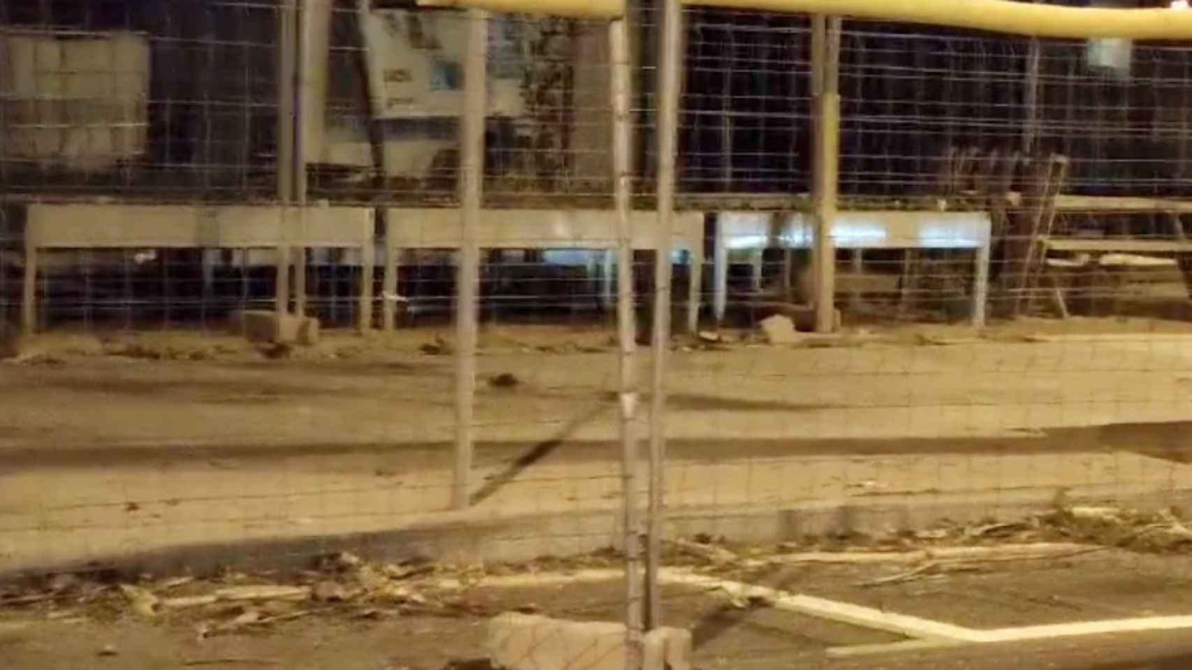 Dos ratas en una zona de obras en Les Corts