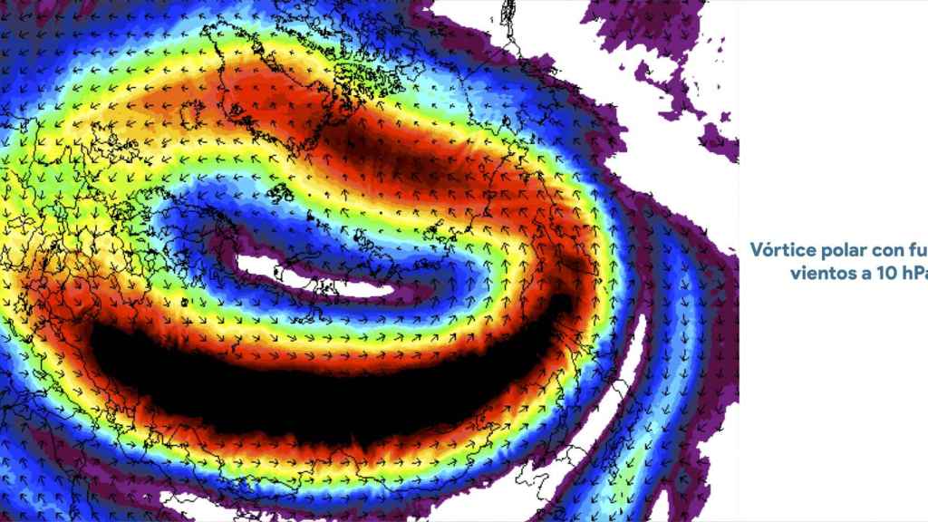 Imagen de los vientos del vórtice polar