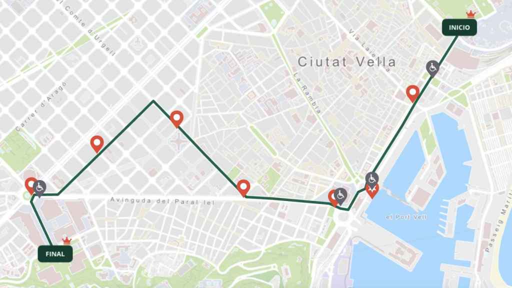 Mapa del recorrido de la cabalgata de Reyes 2024 de Barcelona