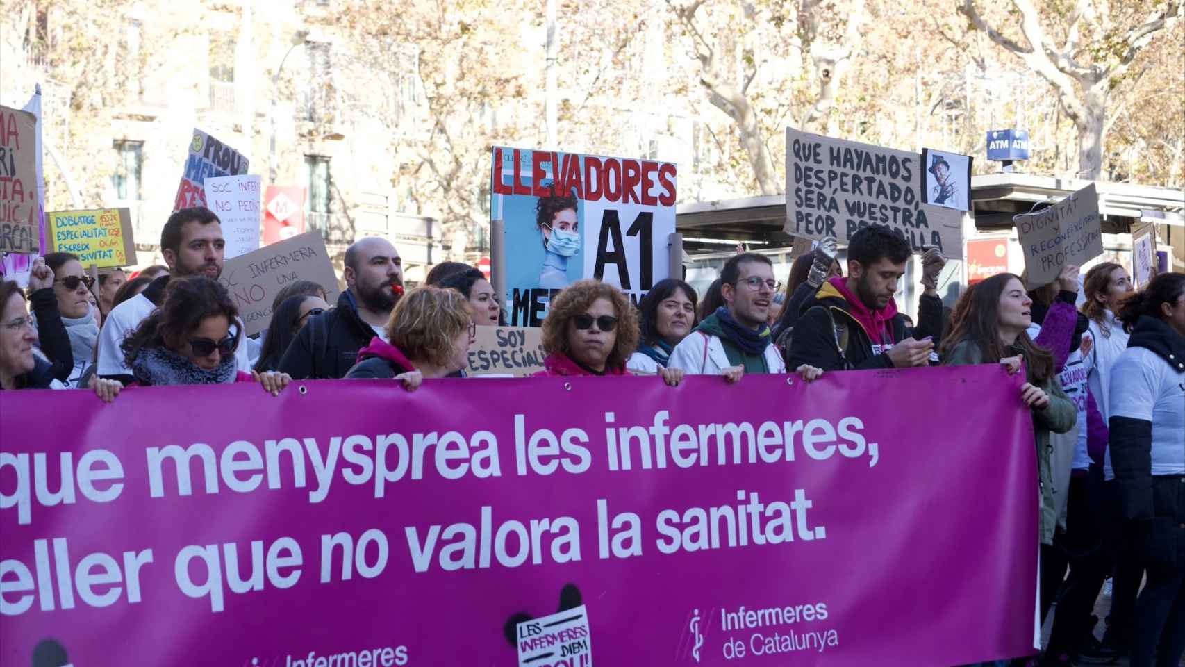 Manifestación de enfermeras en Barcelona