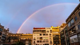 Doble arcoíris en Barcelona, la tarde del 11 de enero de 2024