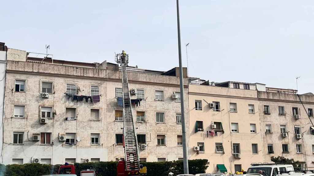 Imagen del edificio derrumbado en Badalona