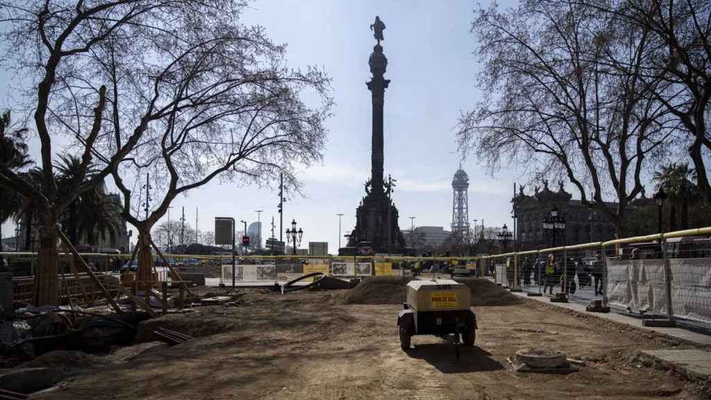 Parte de las reformas de la Rambla en Barcelona