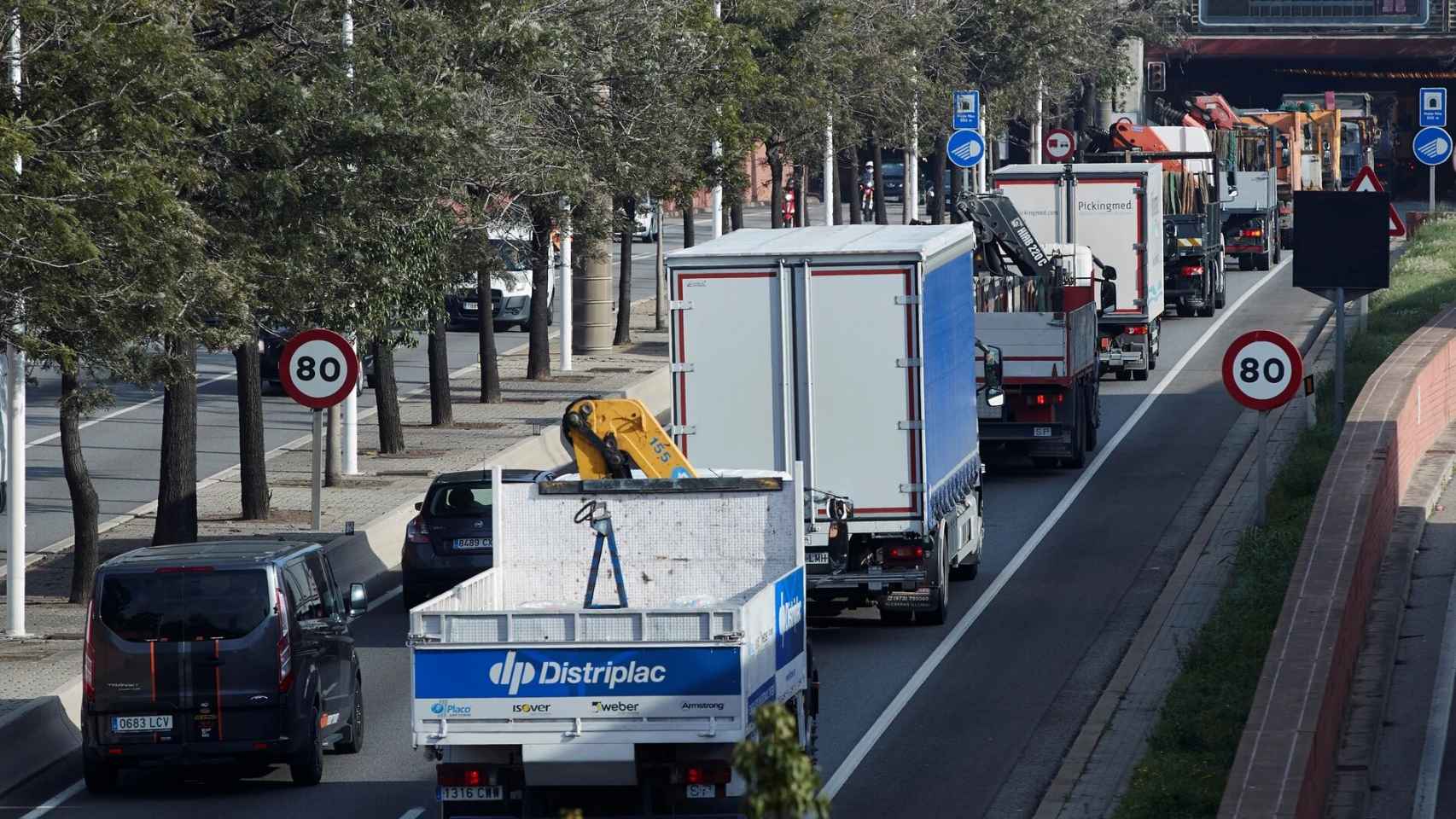 Transportistas protestan en Barcelona