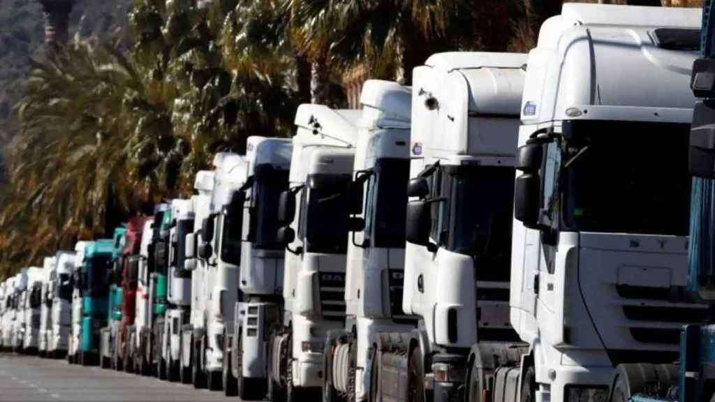 Marcha de transportistas en Barcelona