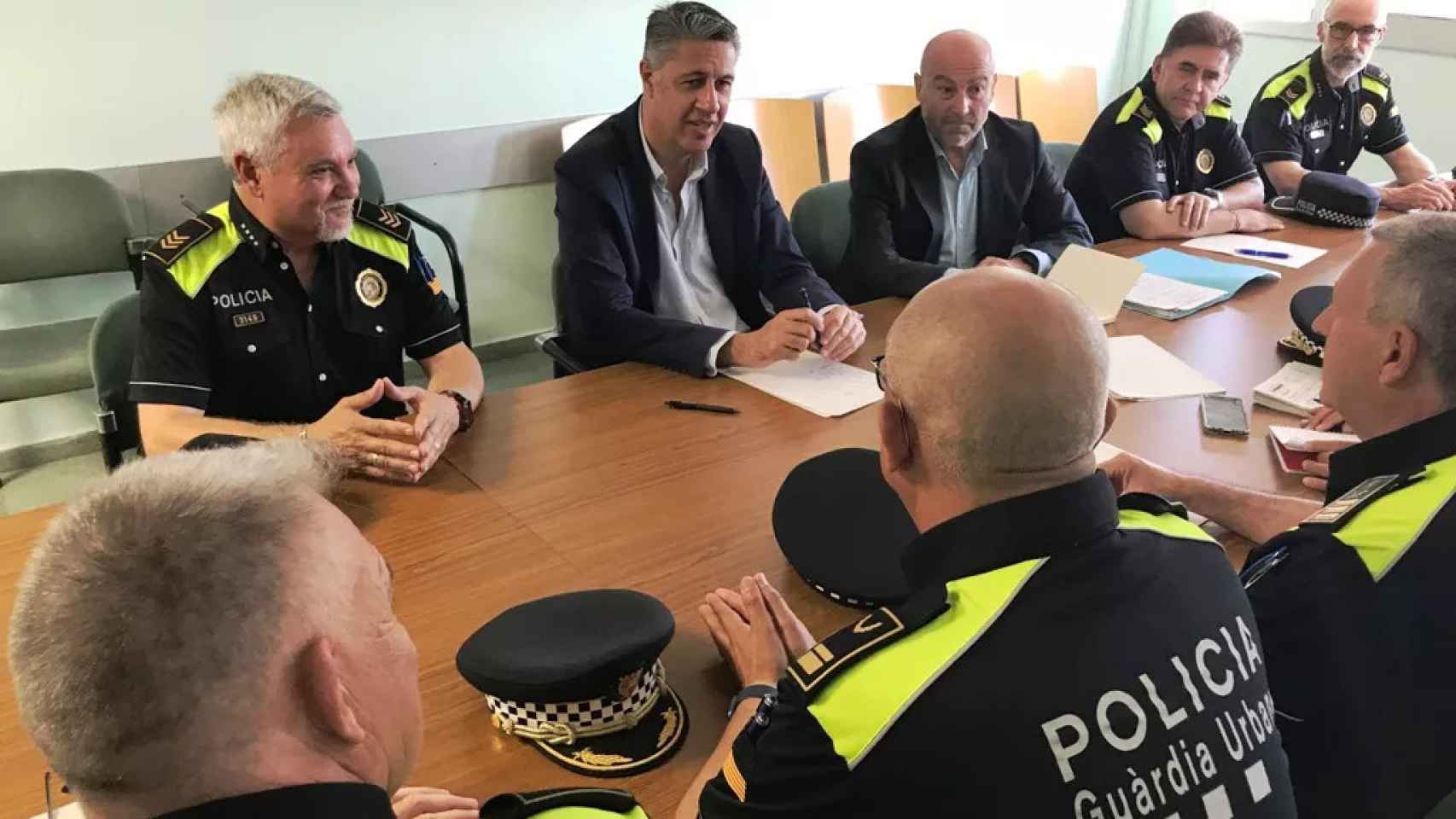 El alcalde Albiol reunido con la jefatura de la Guardia Urbana de Badalona
