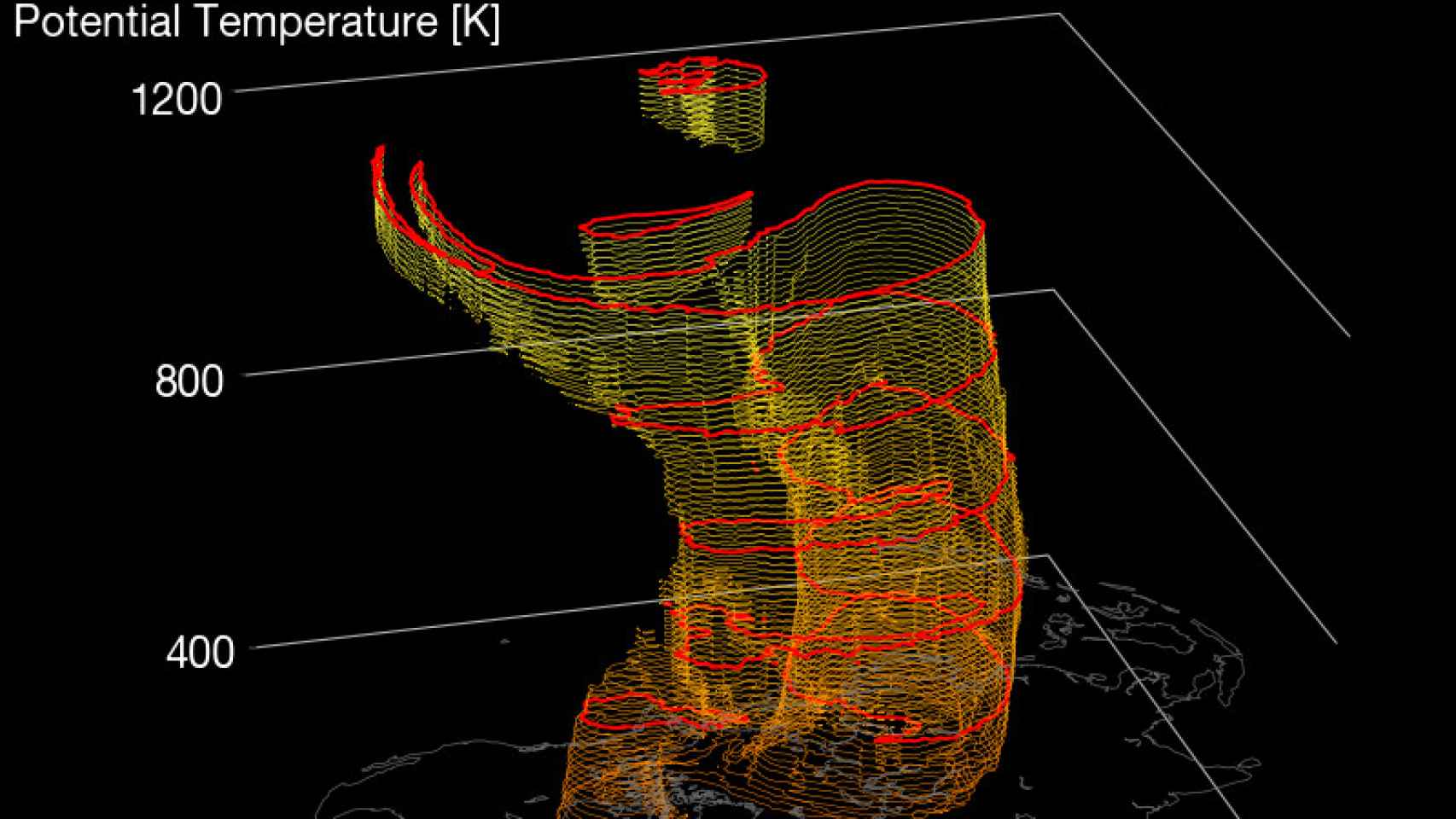 Imagen en 3D del desgaste actual del vórtice polar