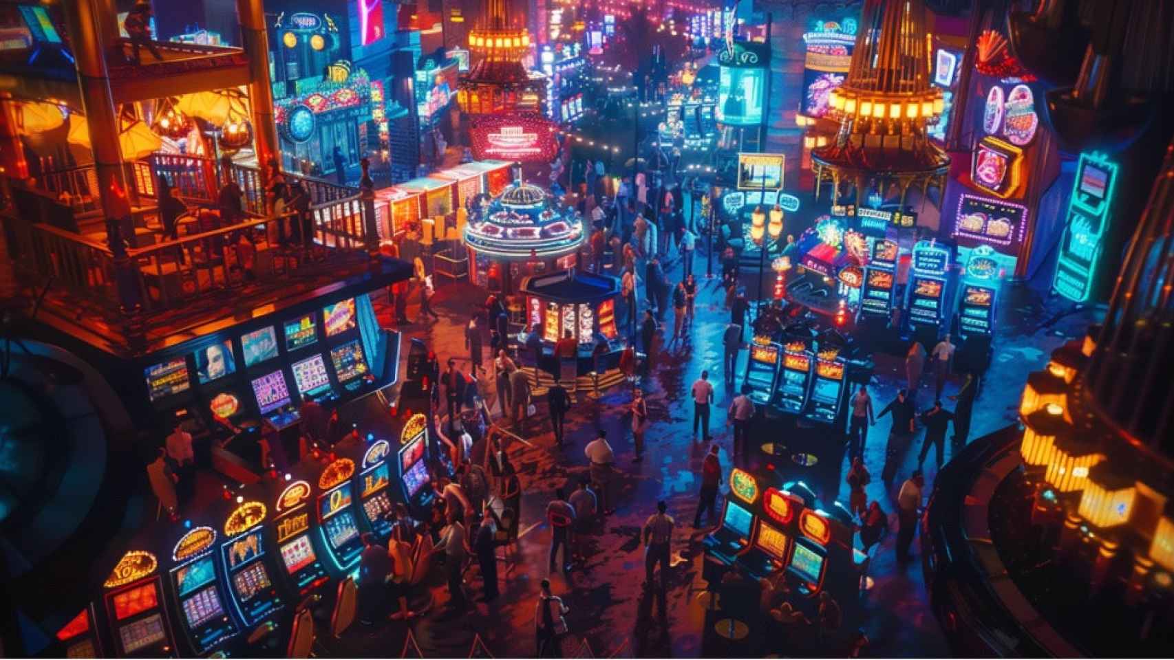 Imagen cenital de un salón de tragaperras de un casino