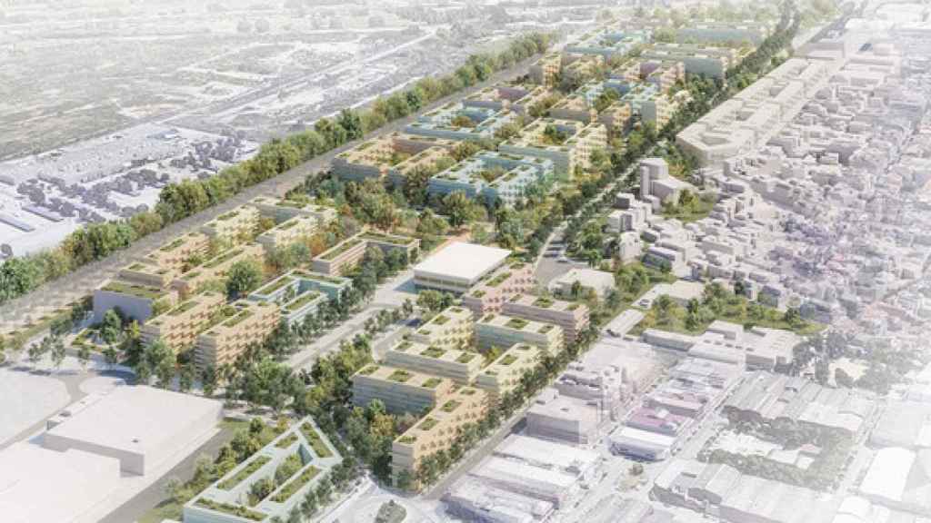 Render del futuro barrio ‘Seda-Paperera’ al norte del Prat de Llobregat