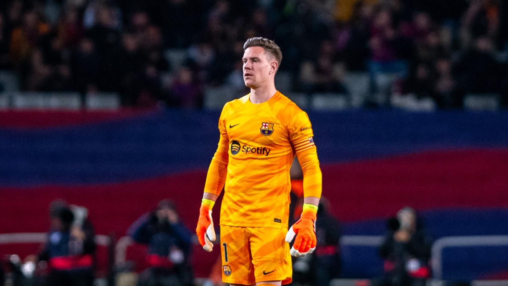 Ter Stegen, durante un compromiso del Barça en Montjuïc