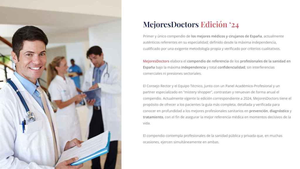 Captura de pantalla de la web de MejoresDoctors