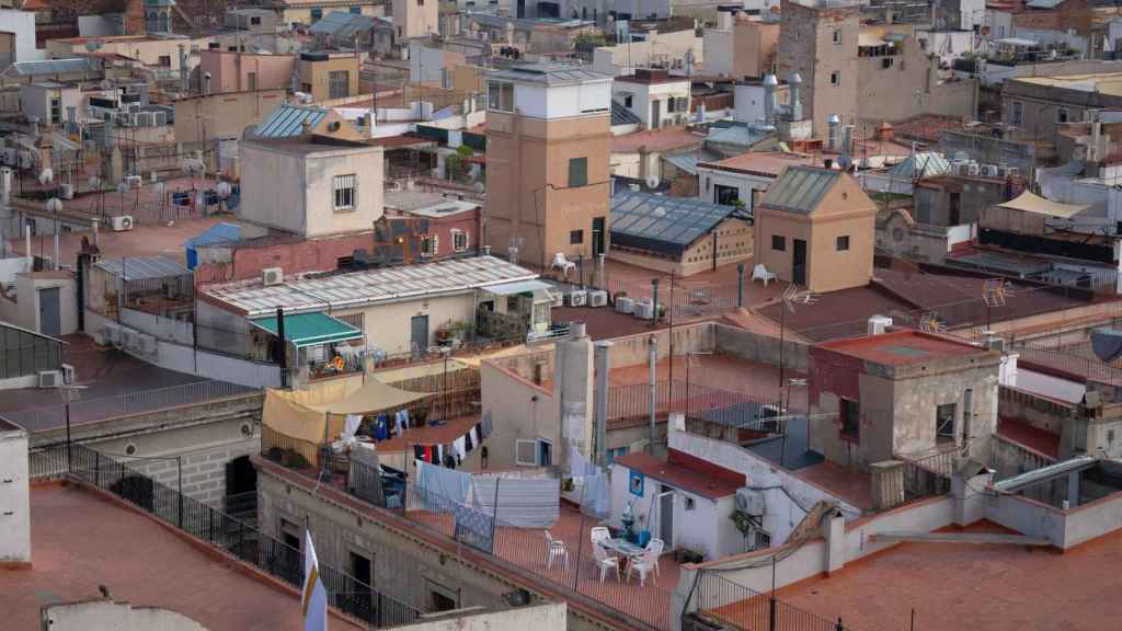 Vista áerea de las terrazas del Barrio Gótico de Barcelona