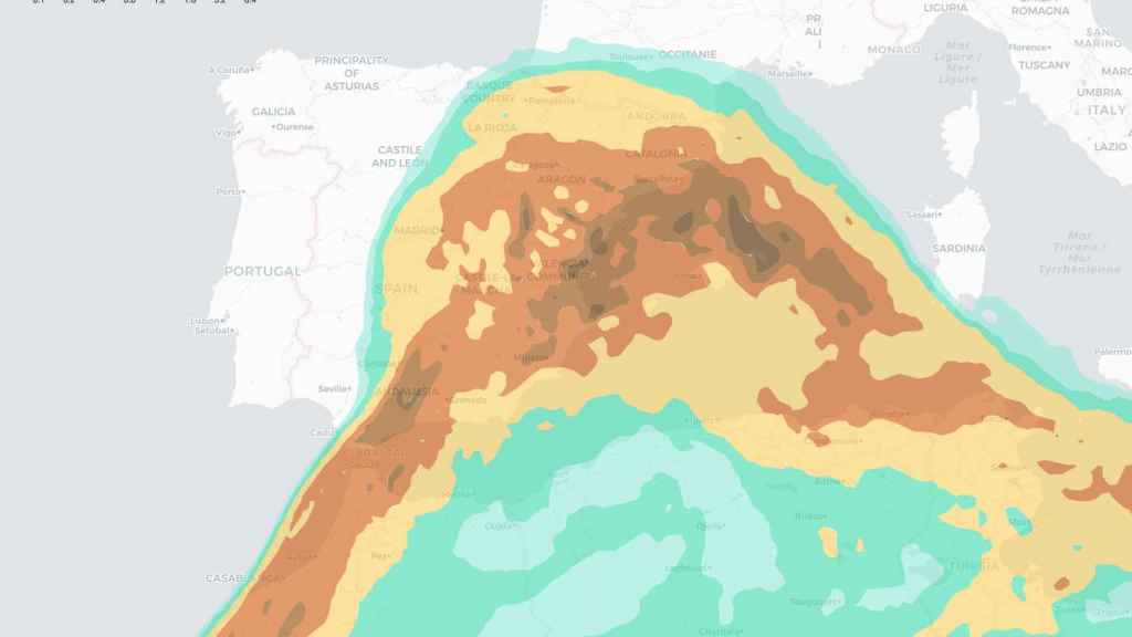 Mapa de las concentraciones de polvo