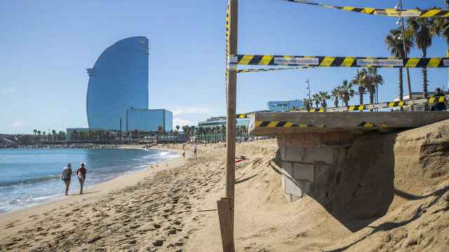 Imagen de las playas de Barcelona tras el temporal Nelson