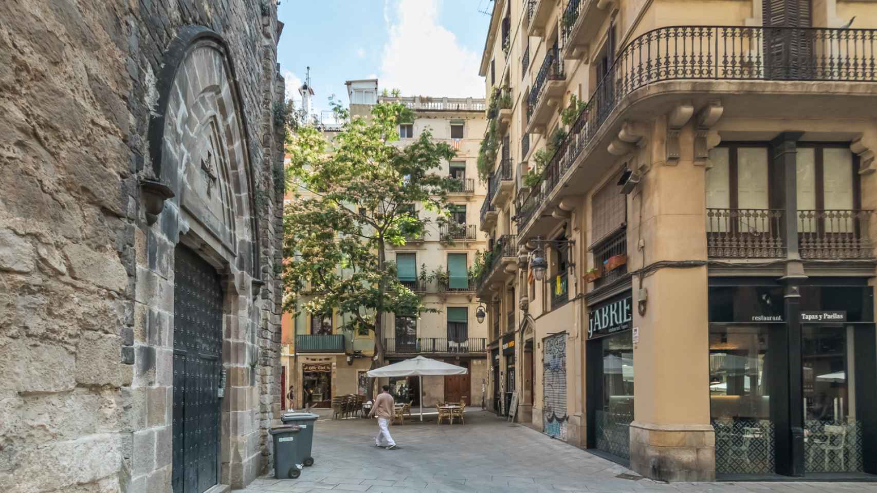 Plaza Sant Josep Oriol, en el barrio Gòtic de Barcelona