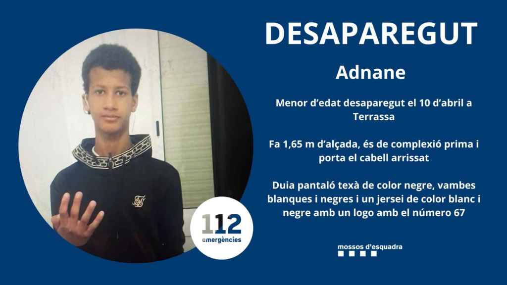 Imagen de Adnane, el menor desaparecido en Terrassa