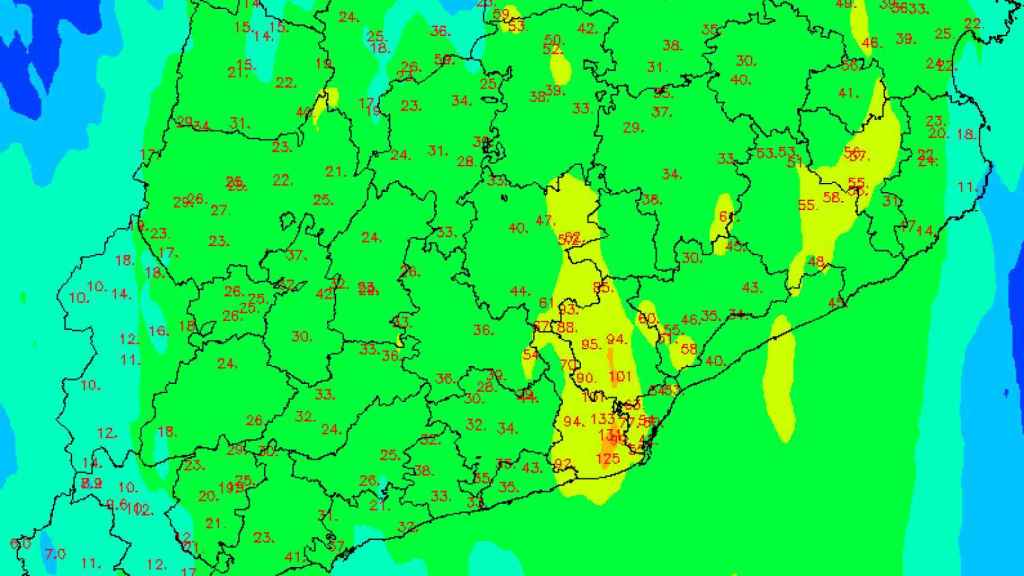 Mapa de acumulados del lunes, 29 de abril