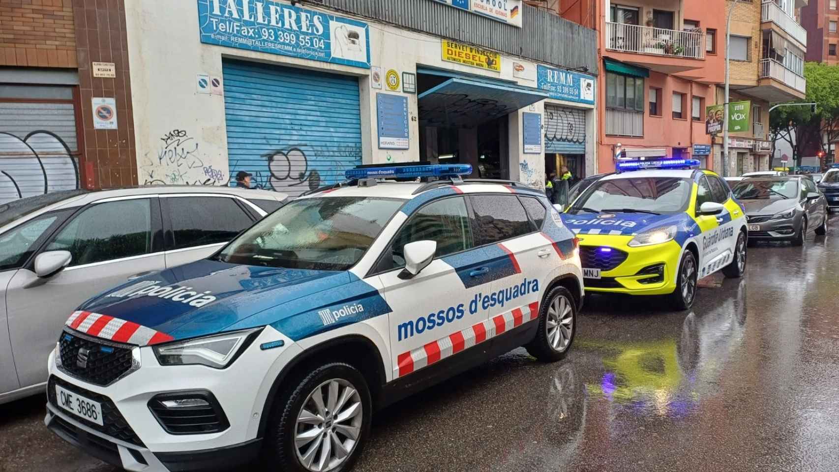 Actuación policial en el taller mecánico de Badalona