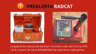 Activada la prealerta RADCAT por el robo de equipo radiactivo en La Llagosta