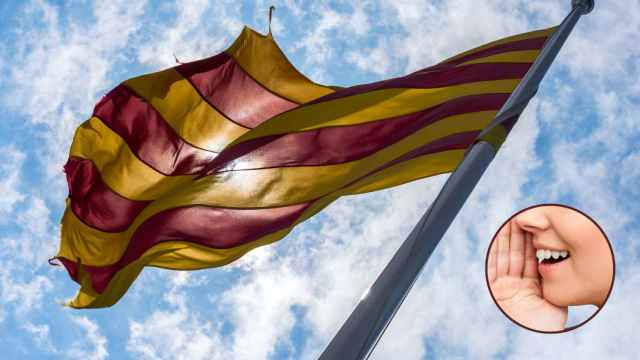 Fotomontaje con una bandera catalana