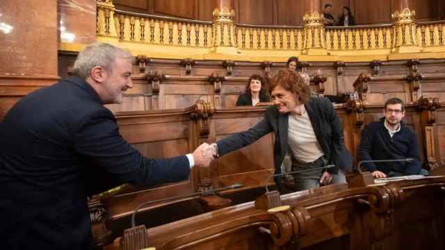 Jaume Collboni y Elisenda Alamany, en el Ayuntamiento