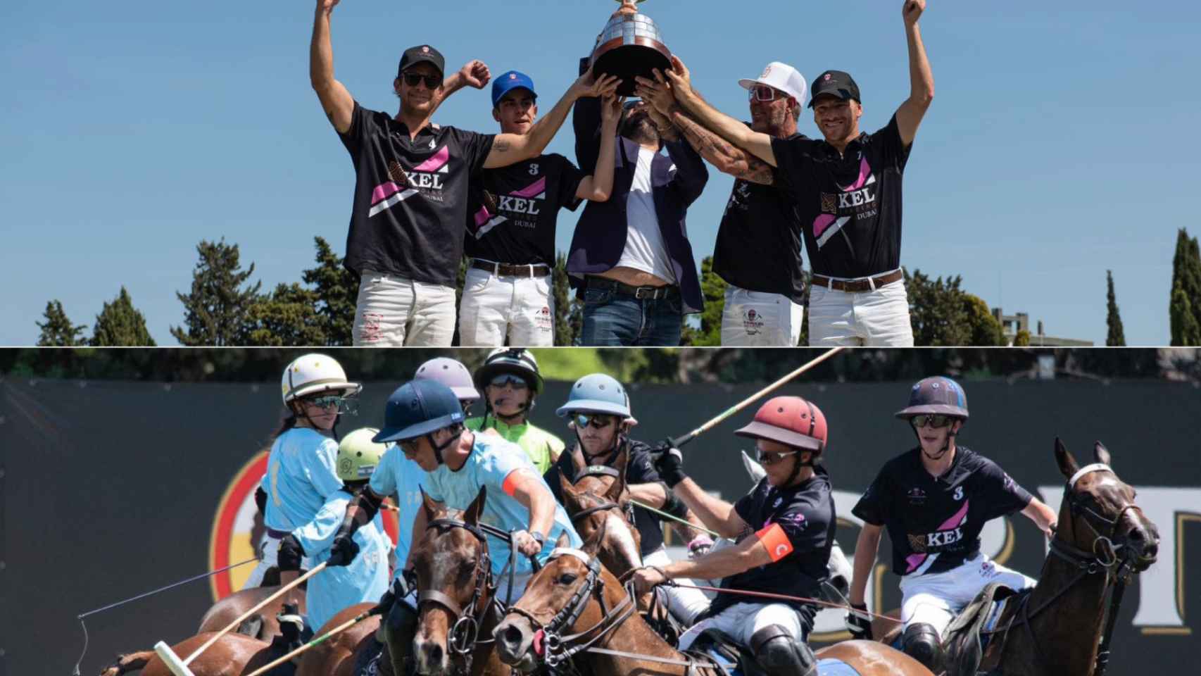 El equipo ganador durante el torneo en el Real Club de Polo