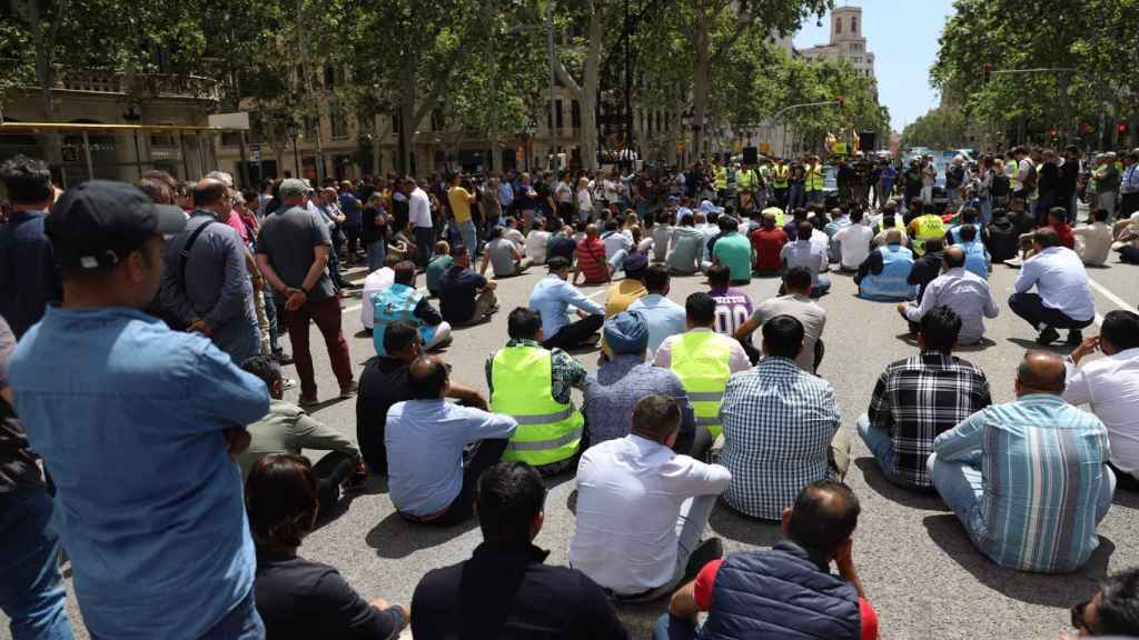 Asamblea de taxistas en Barcelona